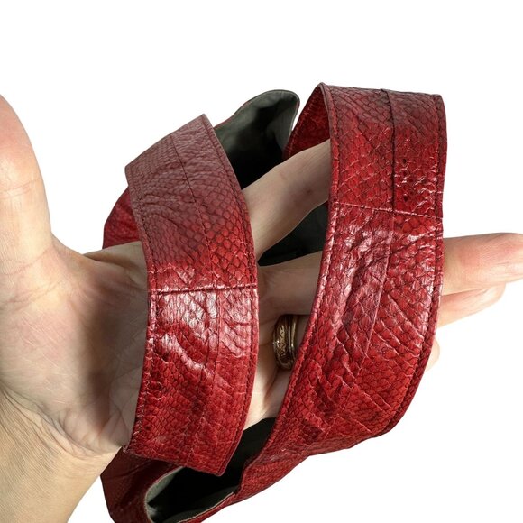 Beirn Snakeskin Ethically Sourced JENNA Hobo Tote Bag Red Lightweight Packable - Picture 5 of 11